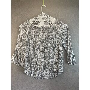 Como Blu Peasant‎ Blouse Zebra  Size Large